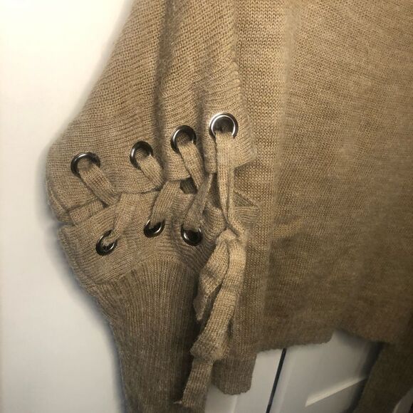 Rehab tie sleeves tan crop sweater 0131 - Picture 3 of 6